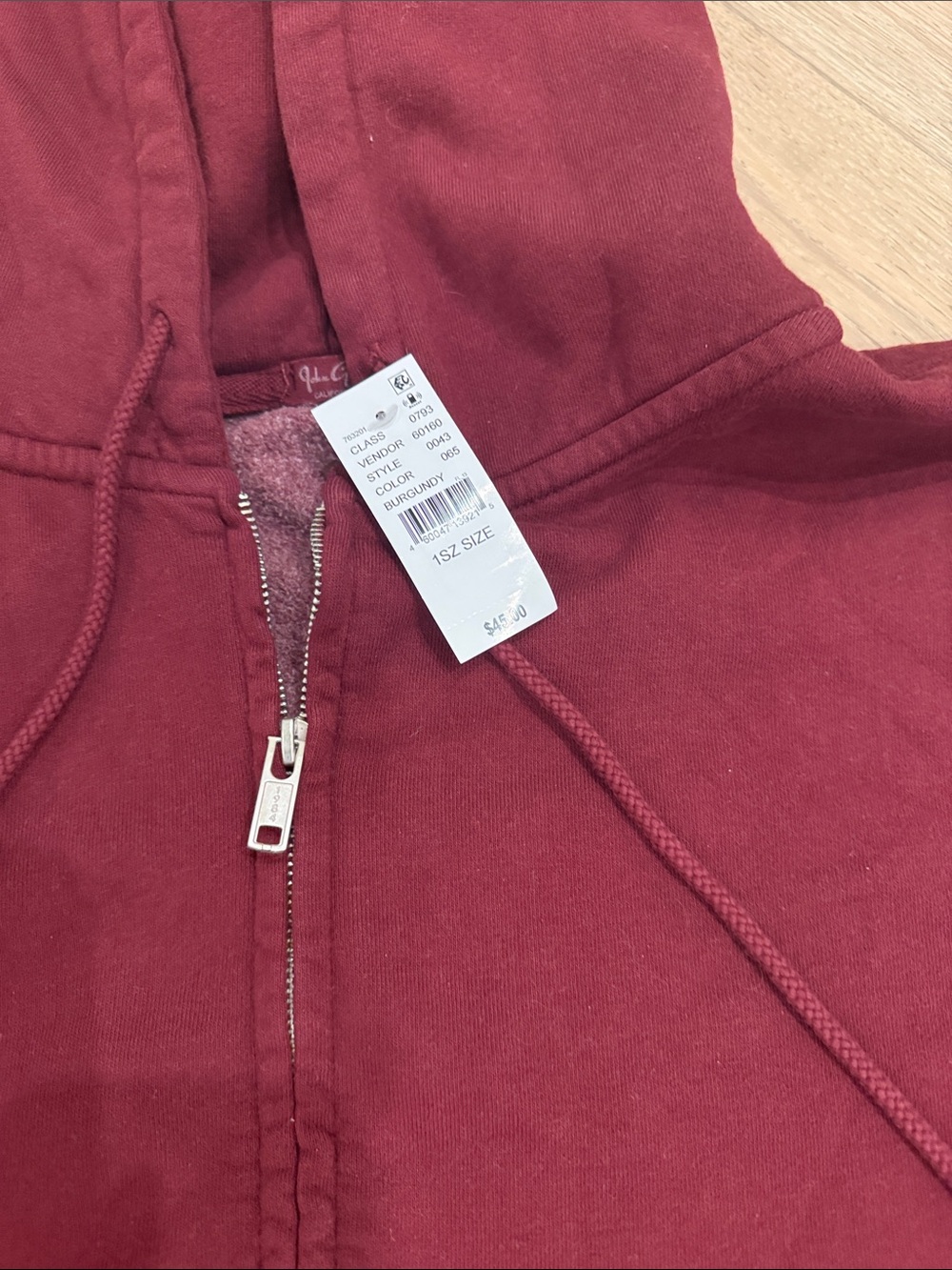 NWT Brandy Melville Maroon Full-Zip Hoodie - Oversized - Picture 2 of 2